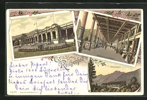 Lithographie Bad Reichenhall, Colonnade, Gradirhaus