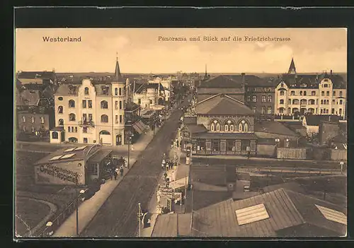 AK Westerland, Panorama und Blick auf die Friedrichstrasse