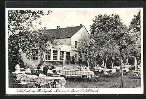 AK Schulenburg /Kr. Oppeln, Terrassenrestaurant Waldesruh