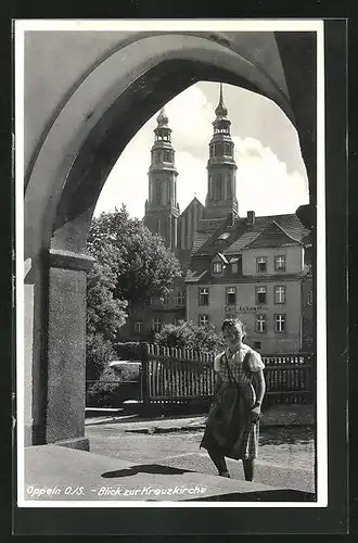 AK Oppeln, Kreuzkirche mit Malermeister Carl Lehnart