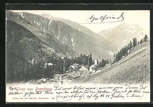 AK Brandberg, Panorama des Ortes und Berglandschaft