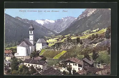 AK Gossensass, Totalansicht der Gemeinde am Brenner