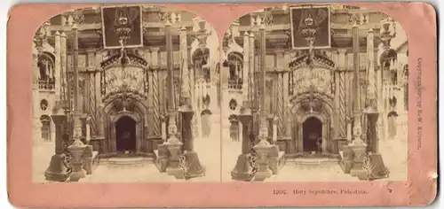 Stereo-Fotografie B. W. Kilburn, Littleton / N.H., Ansicht Jerusalem, Inneres der Grabeskirchen, Holy Sepulchre