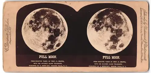 Fotografie C. Bierstadt, Niagara Falls / N.Y., Full Moon, Vollmond, Ansicht des Mondes nach Prof. H. Draper