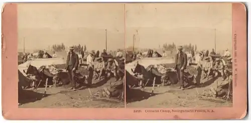 Stereo-Fotografie B. W. Kilburn, Littleton / N. H., Kriegsgefangene im Colonial Camp Nooitgedacht, POW
