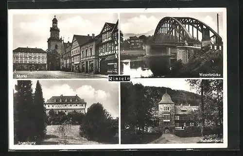 AK Rinteln, Schaumburg, Weserbrücke, Arensburg