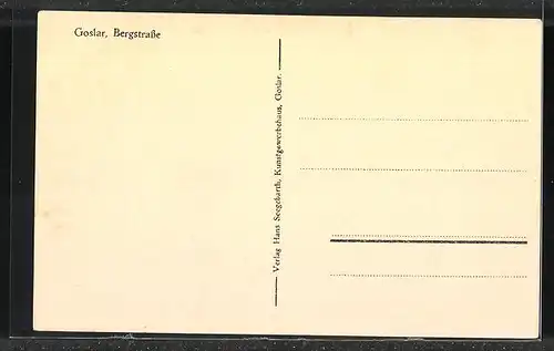 Künstler-AK Goslar, Bergstrasse mit Anwohnern