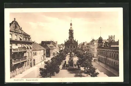 AK Rastatt, Kaiserstrasse aus der Vogelschau