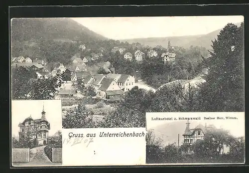 AK Unterreichenbach, Luftkur-Hotel zum Schwarzwald, Ortsansicht