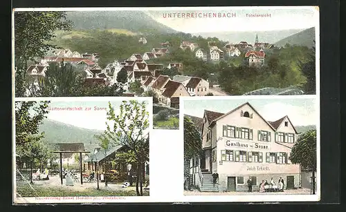 AK Unterreichenbach, Gasthaus zur Sonne, Ortschaft, Gartenwirtschaft zur Sonne