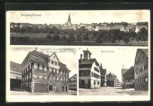 AK Deckenpfronn, Gasthof und Metzgerei zur Krone, Hauptstrasse