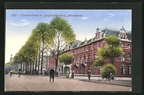 AK Amsterdam, Linnaeusstraat mit Burgerziekenhuis