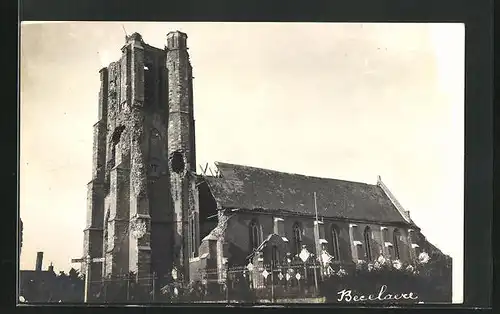 Foto-AK Becelaere, Kirchenruine