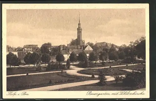 AK Stolp i. Pom., Rosengarten mit Schlosskirche