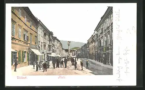 AK Villach, Platz mit Denkmal