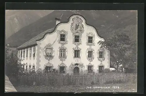 AK Umhausen, verziertes Gebäude