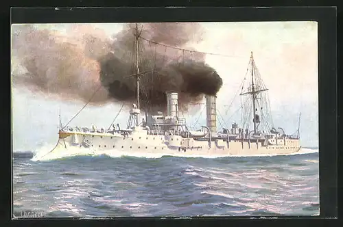 Künstler-AK Christopher Rave: Kriegsschiff S. M. Undine in voller Fahrt, 1903