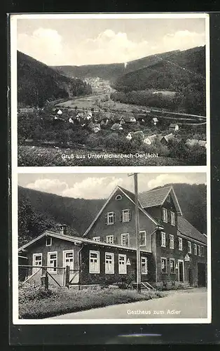 AK Unterreichenbach-Denjächt, Gasthaus zum Adler, Ortsansicht aus der Vogelschau