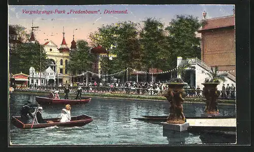 AK Dortmund, Vergnügungs-Park Fredenbaum mit Booten