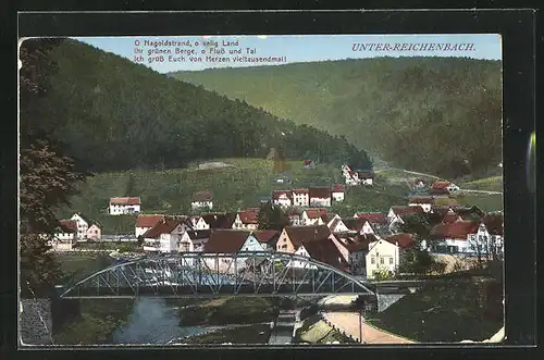 AK Unter-Reichenbach, Ortsansicht mit Brücke