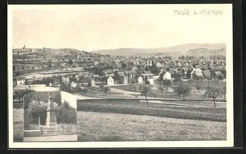 AK Thür b. Mayen, Panorama mit Fernblick, Denkmal