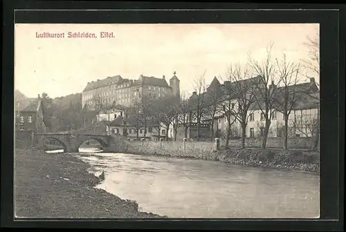 AK Schleiden /Eifel, Flusspartie mit Brücke
