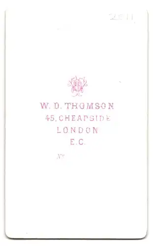 Fotografie W. D. Thomson, London-EC, 45, Cheapside, Portrait junger Herr im Anzug mit Oberlippenbart