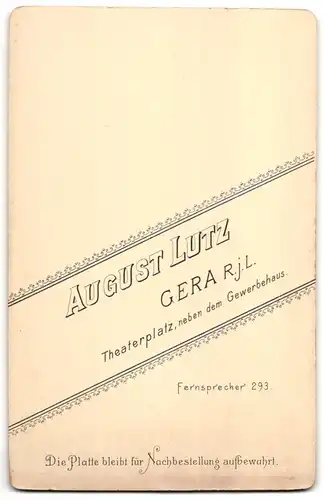 Fotografie August Lutz, Gera R. j. L., Theaterplatz, Portrait junge Dame mit zurückgebundenem Haar