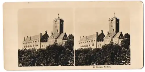 Stereo-Fotografie NPG, Ansicht Eisenach, Blick auf die Wartburg