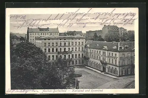 AK Aachen-Burtscheid, Karlsbad und Rosenbad, Hotel des Bains