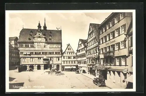 AK Tübingen a. N., Blick auf den Marktplatz, Hotel Lamm