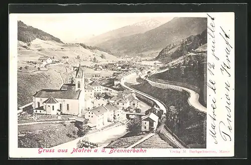 AK Matrei a. d. Brennerbahn, Panorama aus der Vogelschau