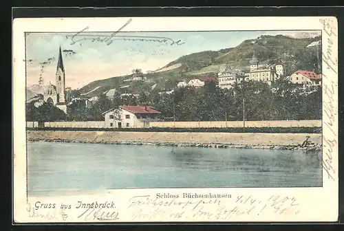 Künstler-AK Innsbruck, Blick auf Schloss Büchsenhausen