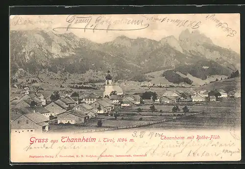 AK Thannheim, Panorama mit Ort und Berglandschaft