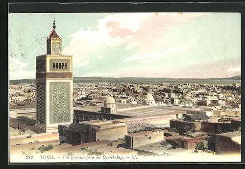 AK Tunis, Vue générale prise du Dar-el-Bey