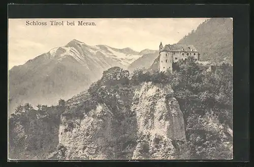 AK Meran, Totalansicht vom Schloss Tirol vor Bergen