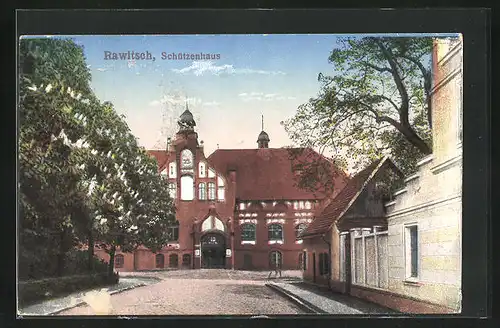 AK Rawitsch / Rawicz, Strassenpartie am Schützenhaus