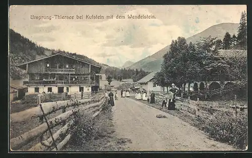 AK Ursprung-Thiersee, Strassenpartie mit dem Wendelstein