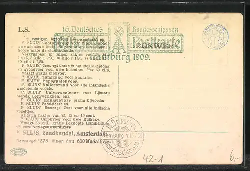 AK Hamburg, 16. Deutsches Bundesschiessen 1909, Festzug, St. Pauli, Dannenberg mit Volkstypen