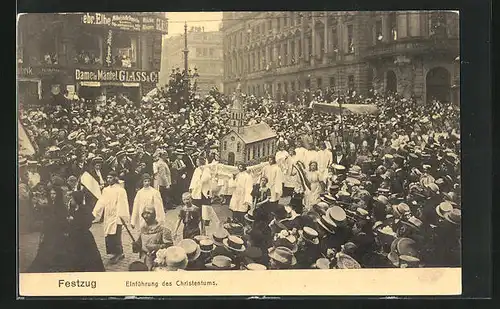 AK Hamburg, 16. Deutsches Bundesschiessen 1909, Festzug, Einführung des Christentums