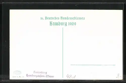 Künstler-AK Hamburg, 16. Deutsches Bundesschiessen 1909, Feiernde auf einem Dampfer, Schützenverein