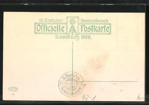 AK Hamburg, 16. Deutsches Bundesschiessen 1909, Weinlokal von Chr. Wilhelm Bauer