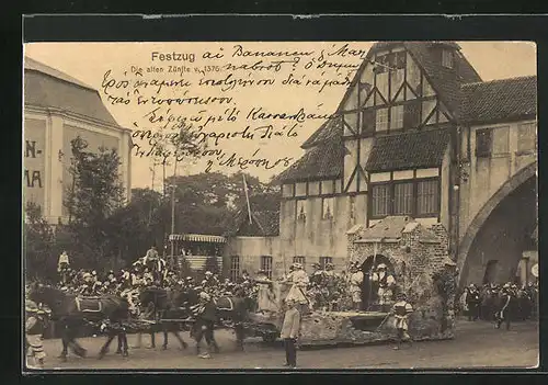 AK Hamburg, 16. Deutsches Bundesschiessen 1909, Festzug Die alten Zünfte