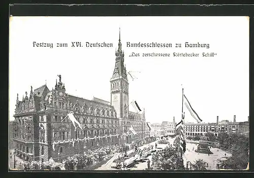 AK Hamburg, 16. Deutsches Bundesschiessen 1909, Das zerschossene Störtebecker Schiff