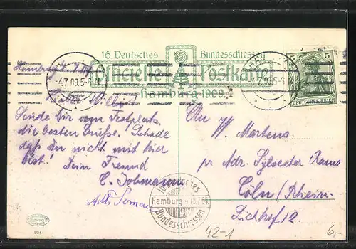 AK Hamburg, 16. Deutsches Bundesschiessen 1909, Weinlokal von Chr. Wilhelm Bauer