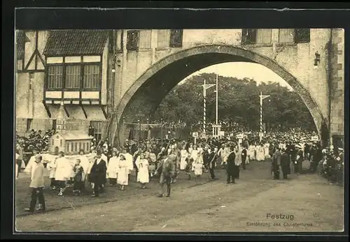 AK Hamburg, 16. Deutsches Bundesschiessen 1909, Festzug, Einführung des Christentums