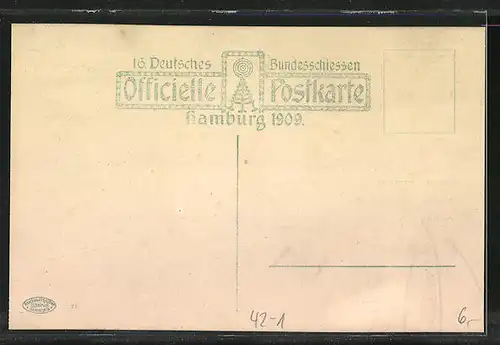 AK Hamburg, 16. Deutsches Bundesschiessen 1909, Festplatz mit Hamburger Volkstypen