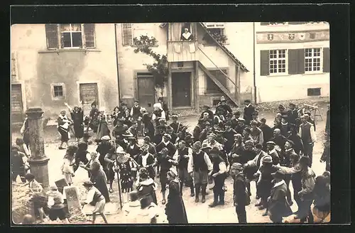 Foto-AK Stühlingen, Bauernkrieg-Festspiele 1925, Einwohner in Verkleidungen