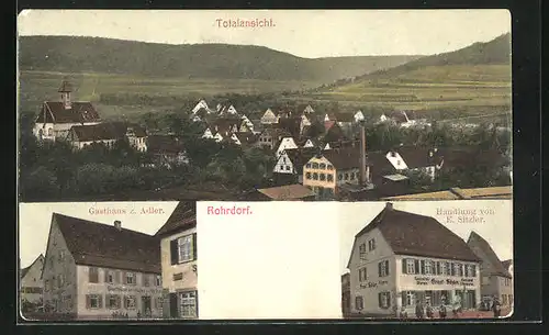 AK Rohrdorf, Gasthaus z. Adler, Handlung v. E. Sitzler, Totalansicht