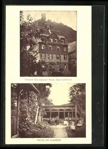 AK Bad Liebenzell, Hotel-Pension Geschwister Weik, Garten mit Liegehalle